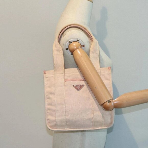 PRADA Hand Bag Canvas Pink Silver Auth - Picture 1 of 16
